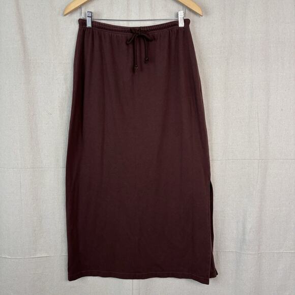 JouJou Womens Minimalist Hipster Stretchy Cotton Maxi Skirt Size 1X Brown Soft - Picture 1 of 7